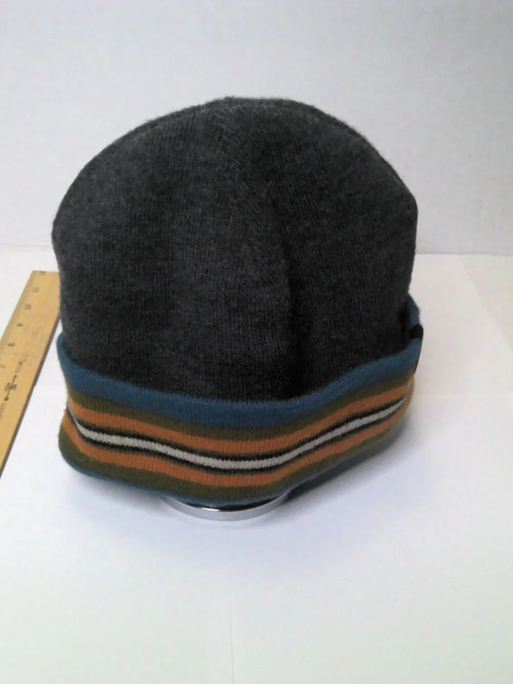 Pendleton Olympic Striped Cuff Knit Beanie Grey Wool Preppy Cozy Winter UnisexOS